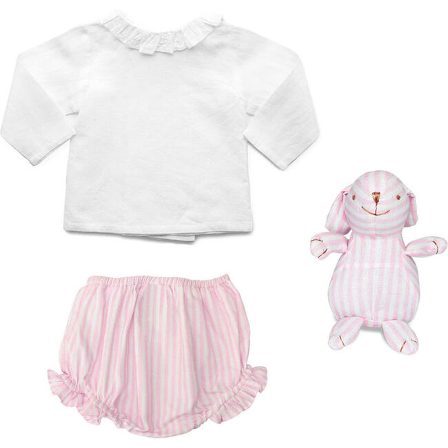 Outfit and Bunny Gift Set, Palm Beach Pink Stripe