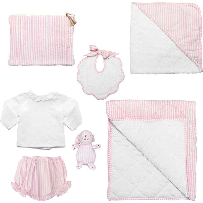 Luxe Baby Gift Set, Palm Beach Pink Stripe