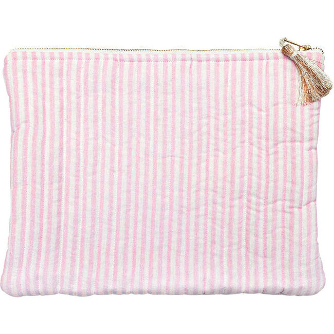 Linen Pouch, Palm Beach Pink Stripe - Bags - 1