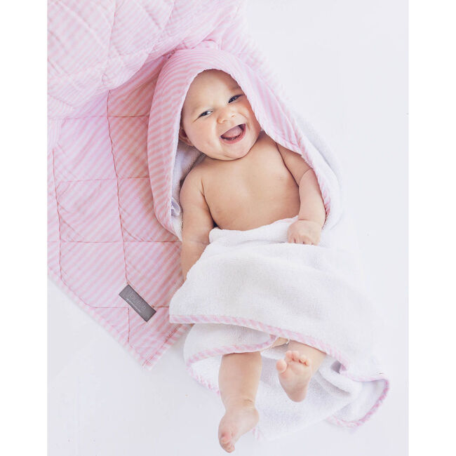 Hooded Towel, Palm Beach Pink Stripe Linen - Towels - 2