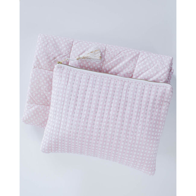 Linen Pouch, Dusty Pink Gingham