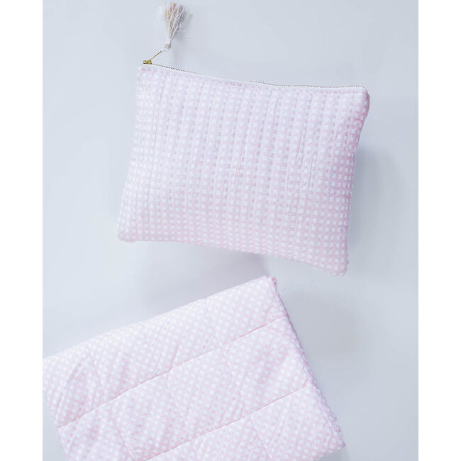 Linen Pouch, Dusty Pink Gingham - Bags - 3