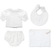 4 Piece Newborn Gift Set, Gold Dot & White Linen - Mixed Gift Sets - 1 - thumbnail