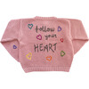 Embroidered Sweater Follow your Heart, Rose Pink - Sweaters - 1 - thumbnail