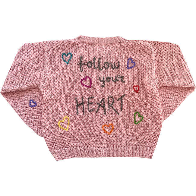 Embroidered Sweater Follow your Heart, Rose Pink - Sweaters - 3