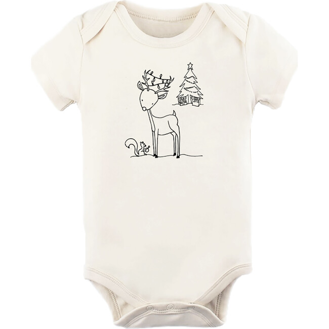Woodland Reindeer Short Sleeve Onesie, Black