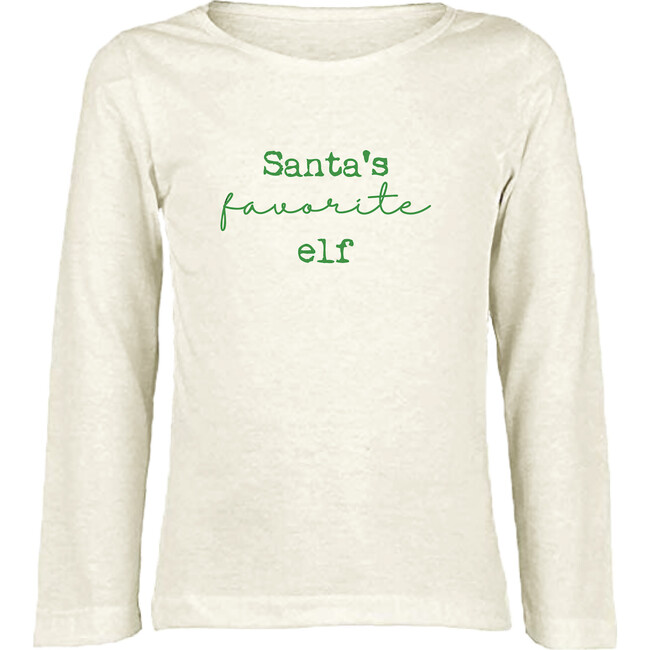 Santa's Favorite Elf Long Sleeve Tee, Green - Tees - 1