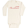 My First Christmas Long Sleeve Onesie, Red - Onesies - 1 - thumbnail
