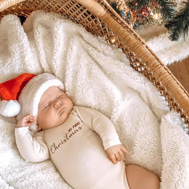 My First Christmas Long Sleeve Onesie, Red - Onesies - 2