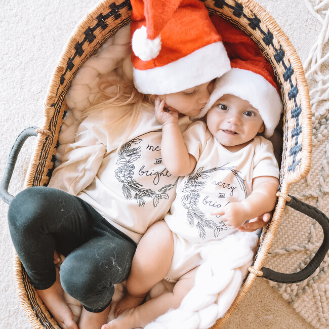 Merry and Bright Long Sleeve Tee, Black - Tees - 2