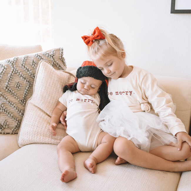 Be Merry Long Sleeve Tee, Red - Tees - 2