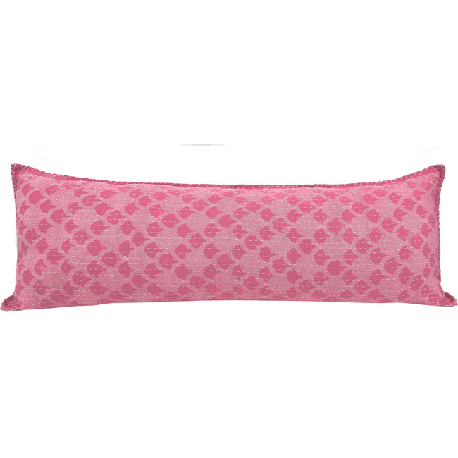 Cotton Lumbar Pillow, Pink Ginkgo