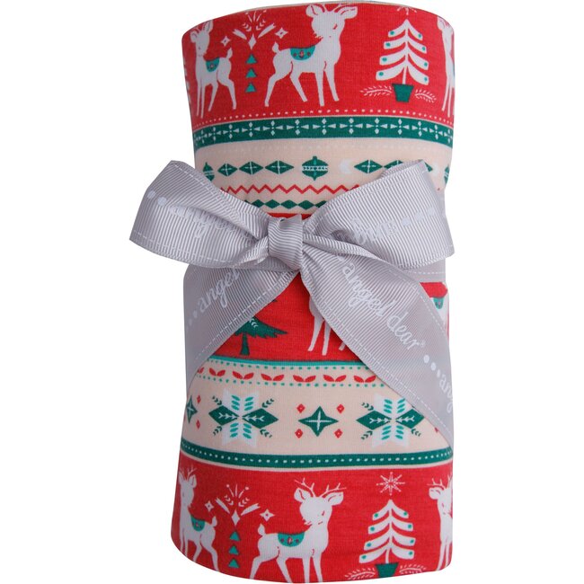 Deer Swaddle, Red - Blankets - 2