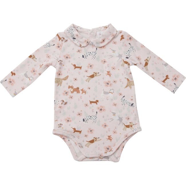 Floral Pups Bodysuit, Pink
