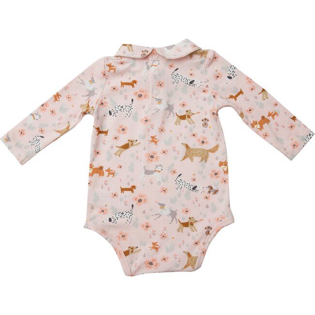 Floral Pups Bodysuit, Pink
