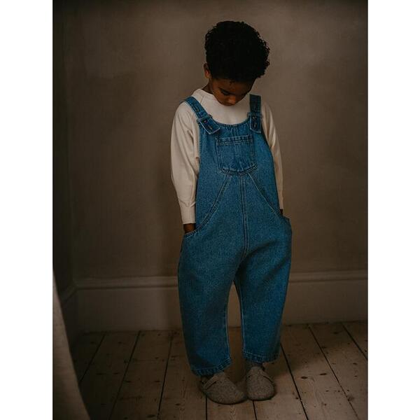The Oversized Denim Dungaree, Light Denim - The Simple Folk