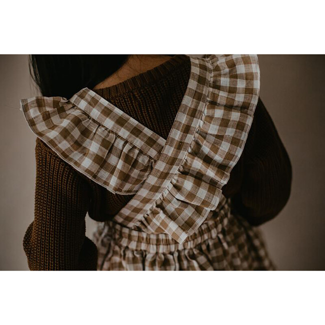 The Gingham Pinafore Dress, Bronze Gingham - Dresses - 4