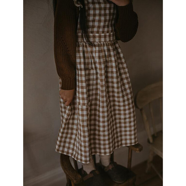 The Gingham Pinafore Dress, Bronze Gingham - Dresses - 5