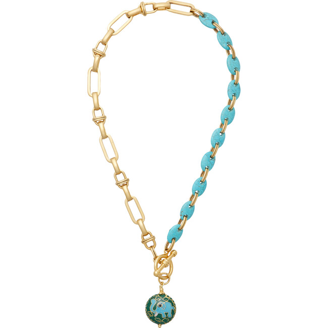Ellie Necklace, Gold/Turquoise - Necklaces - 1