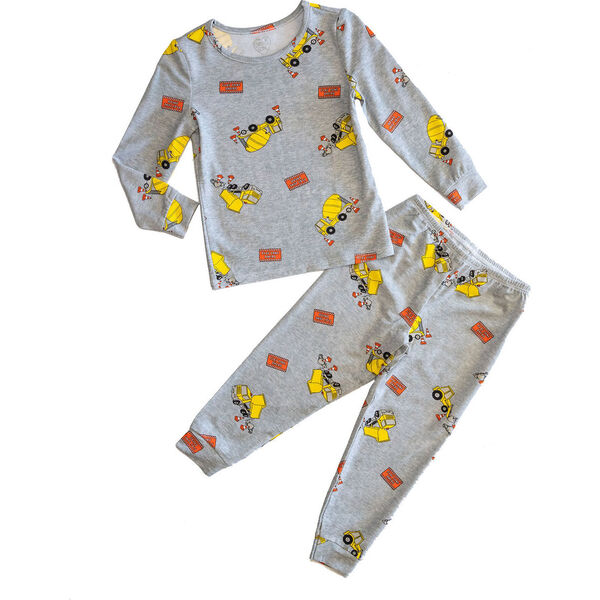 Construction Trucks Pajamas, Grey - Lovey & Grink Sleepwear | Maisonette
