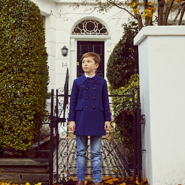 Marylebone Pea Coat, Portland Blue - Wool Coats - 7