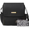 Boxy Backpack, Black Matte Leatherette - Diaper Bags - 1 - thumbnail