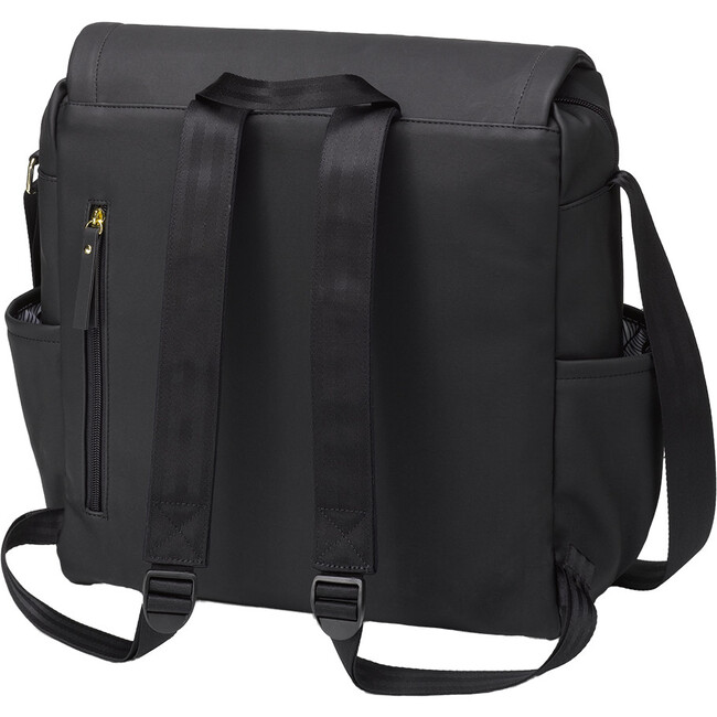 Boxy Backpack, Black Matte Leatherette - Diaper Bags - 3