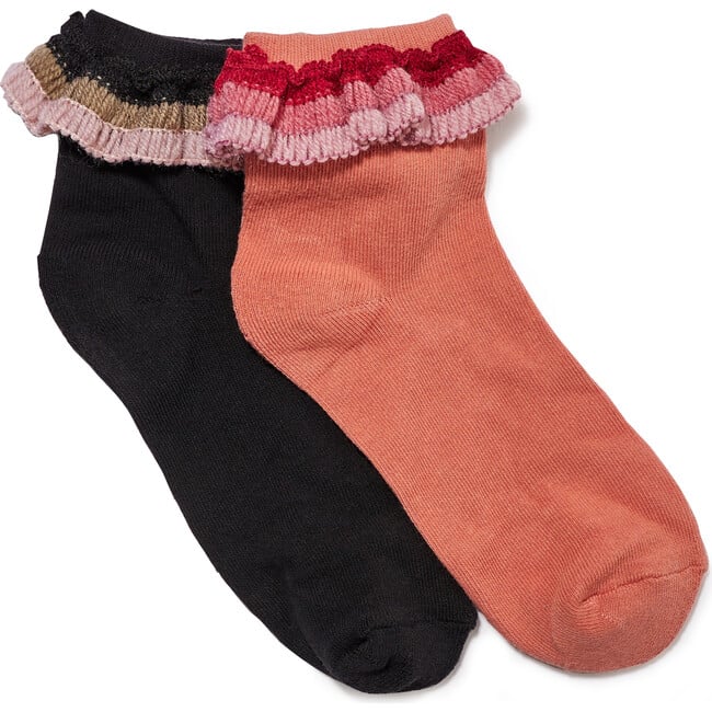 Women's Set of 2 Rainbow Ruffle Socks