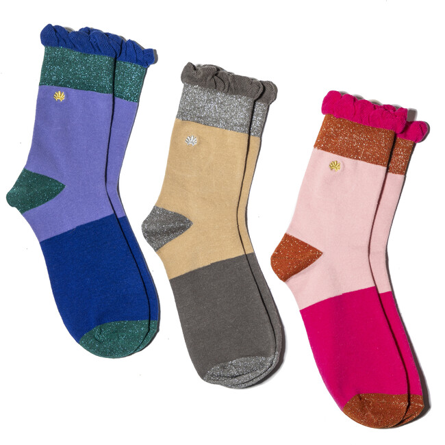 Women's Set of 3 Ruffle Confetti Socks - Socks - 1