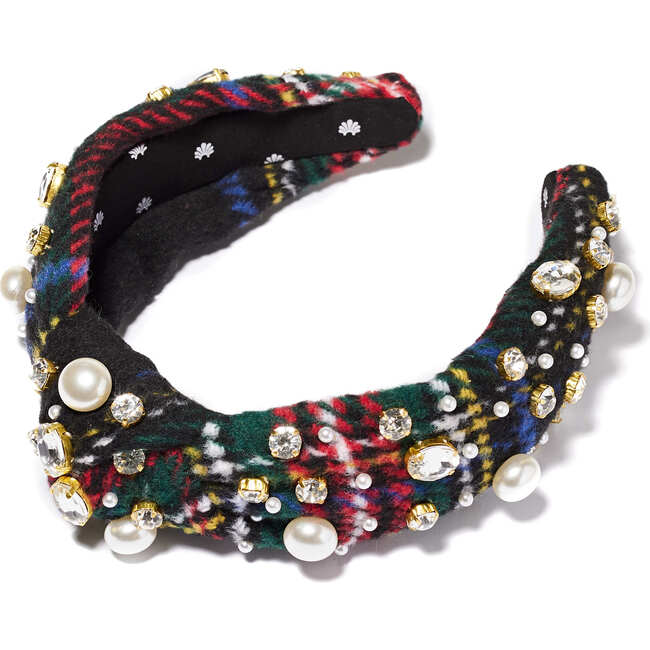 Women's Pearl & Crystal Flannel Knotted Headband