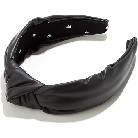 Women's Faux Leather Knotted Headband, Jet