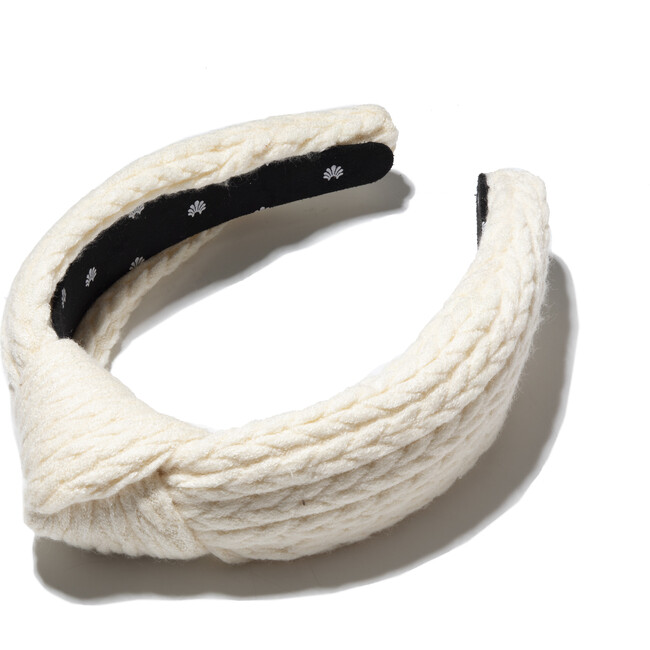 Women's Cable Knit Knotted Headband, Ivory - Hair Accessories - 1