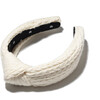 Women's Cable Knit Knotted Headband, Ivory - Hair Accessories - 1 - thumbnail