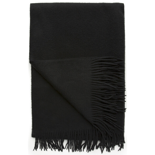 Women's Woven Cashmere Wrap, Black - Scarves - 1
