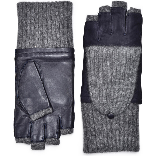 Women's Suede Gloves, Navy - Gloves - 1