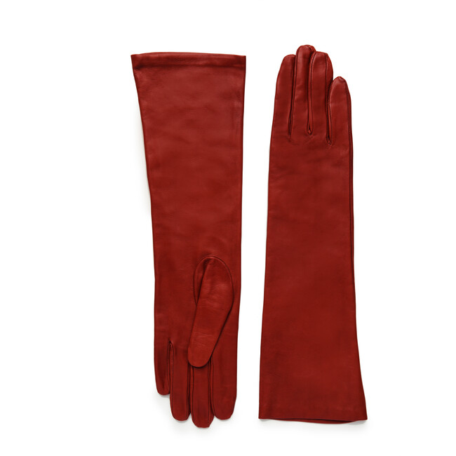 Women's Elbow Length Italian Gloves, Red