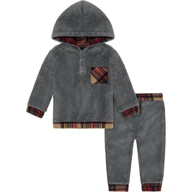 Baby Sherpa Plush Set, Grey - Sweaters - 1