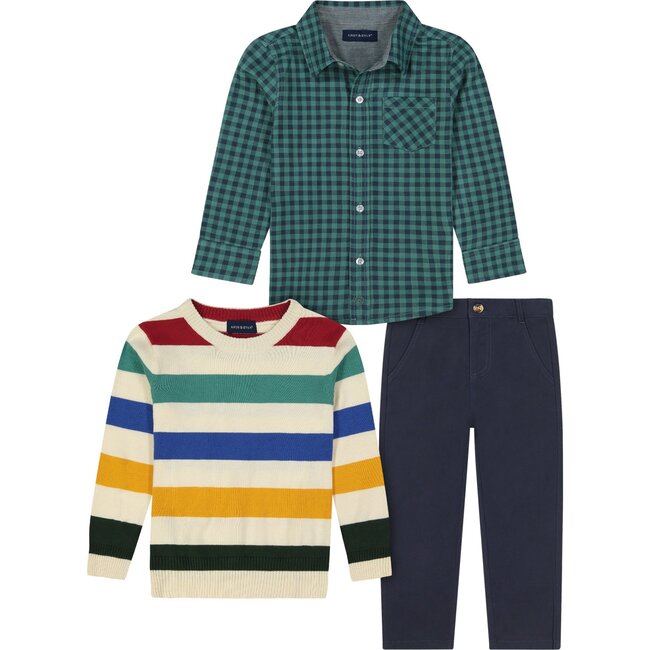 3-Piece Striped Sweater Set, Multi Stripe - Sweaters - 1