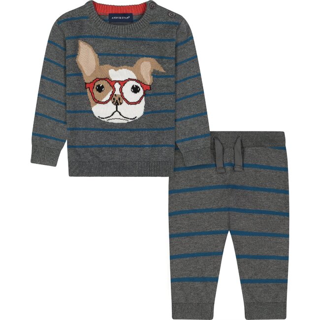 Baby Dog Sweater Set, Grey - Sweaters - 1 - zoom