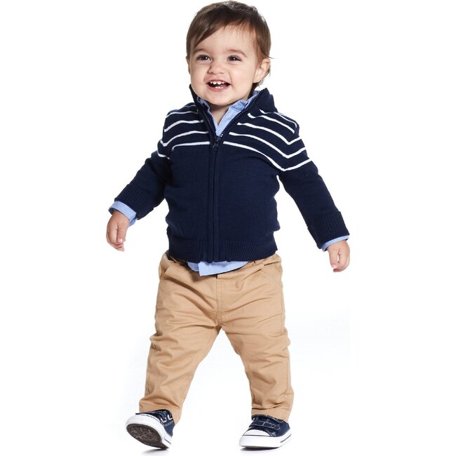Baby 3-Piece Zip Sweater Set, Navy