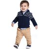 Baby 3-Piece Zip Sweater Set, Navy - Sweaters - 2
