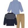 Baby 3-Piece Zip Sweater Set, Navy - Sweaters - 3