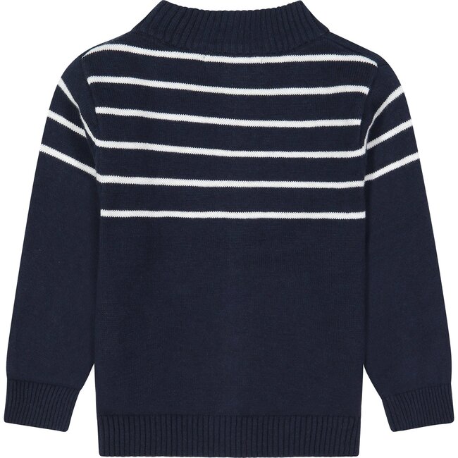 3-Piece Zip Sweater Set, Navy - Sweaters - 6