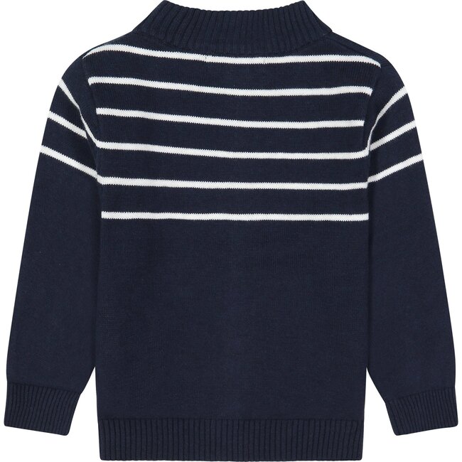Baby 3-Piece Zip Sweater Set, Navy - Sweaters - 5