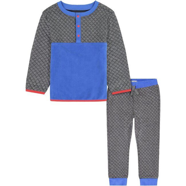 Quilted Fleece Set, Grey - Sweaters - 1