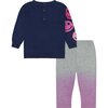 Baby Fuzzy Smile Sweater Set, Navy - Sweaters - 4