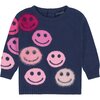 Baby Fuzzy Smile Sweater Set, Navy - Sweaters - 5