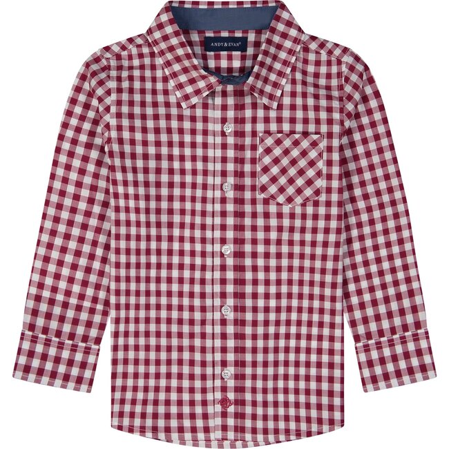 Gingham Button Down, Red