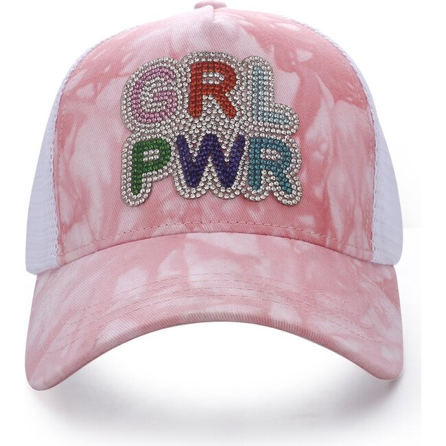 Baseball Cap with GRL PWR, Pink Tie Dye