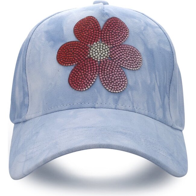 Baseball Cap With Flower, Blue Tie Dye